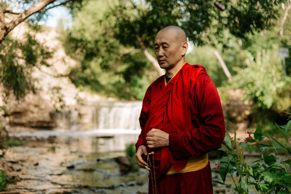 Monk Meditation In Garden 